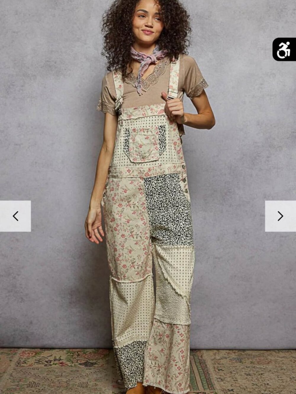 POL Floral Leopard Print Overalls
